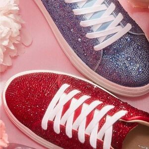 Vibrant Red Glitter Sneakers